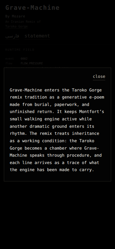 Grave-Machine statement open on mobile