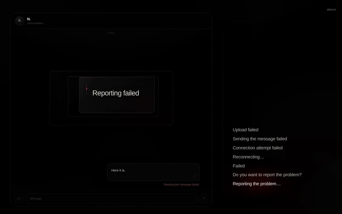 UNHAPPY Scenario: Reporting failed