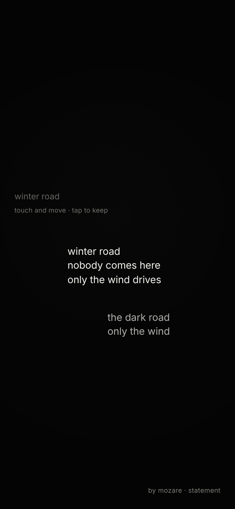 Two Winter Road poems held on mobile