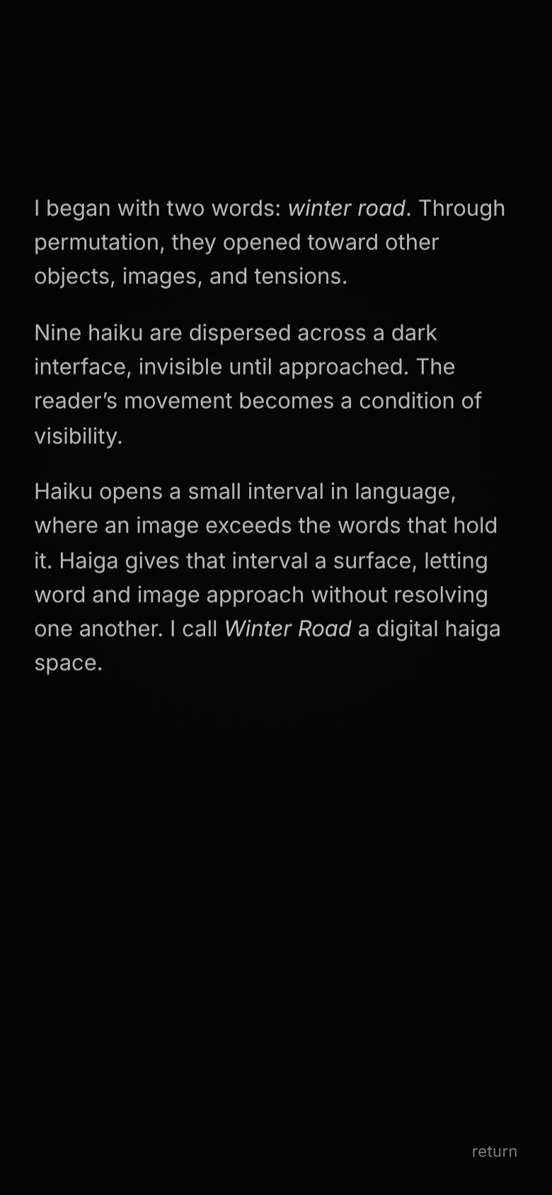Winter Road statement on mobile